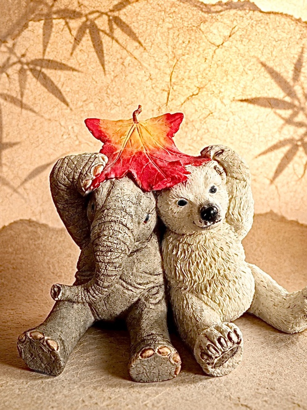 Whimsical Tuskins Henry “Friends Forever”Elephant & Bear Figurine